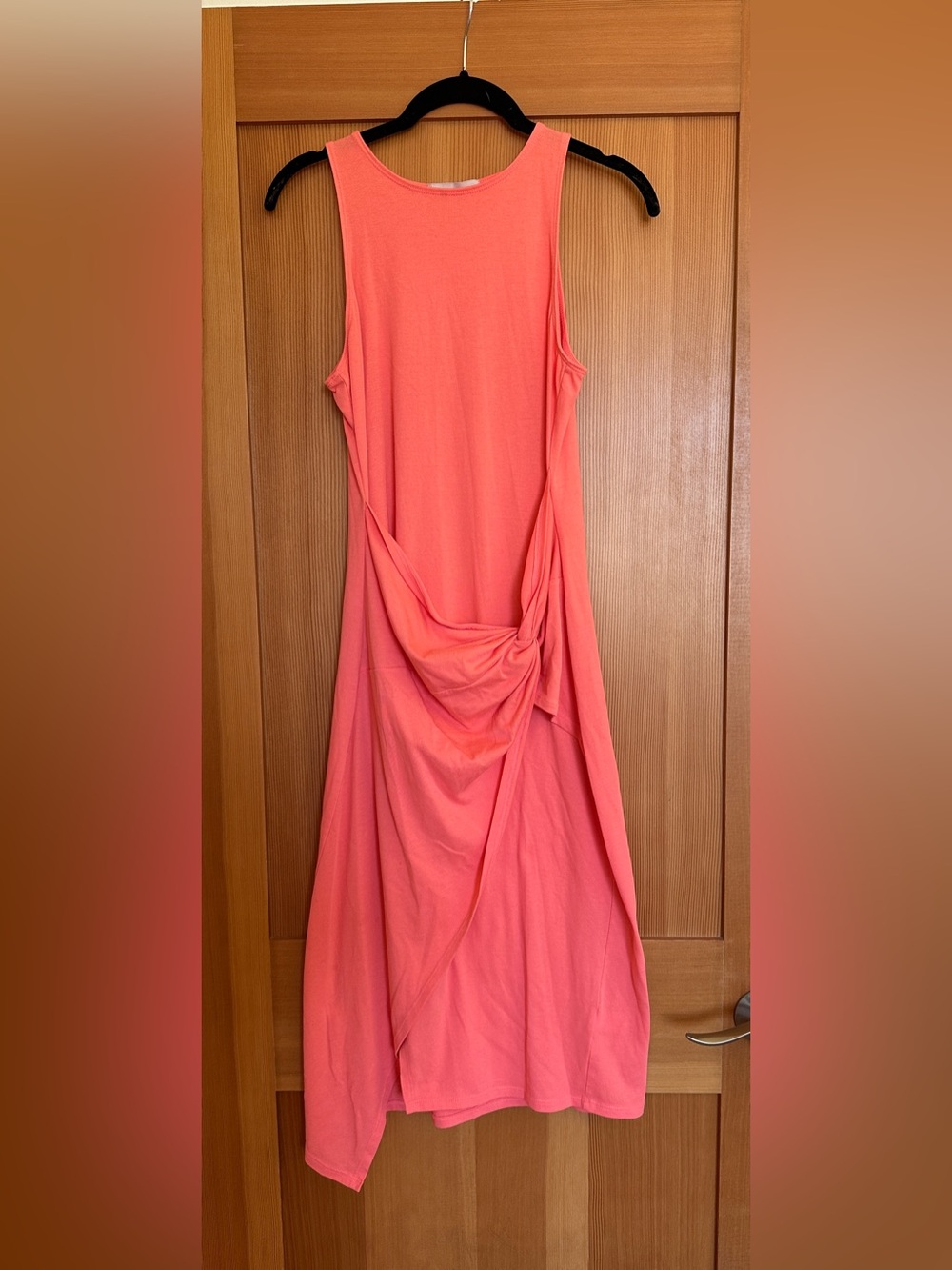 Chelsea28 Coral Asymmetrical Knot-Detail Dress